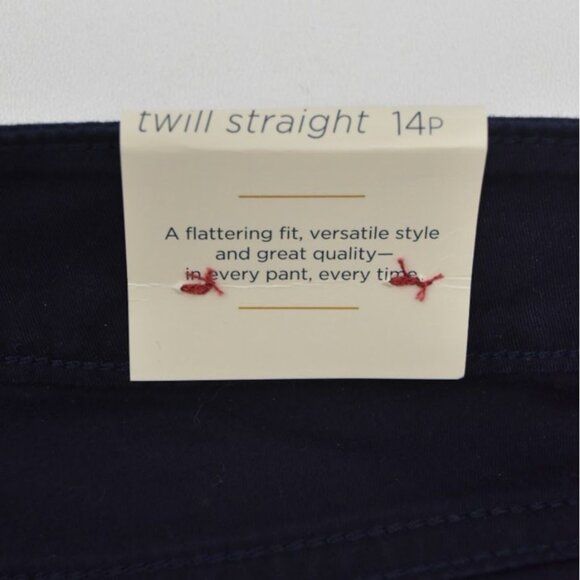 Talbots Simply Flattering Twill Straight Pants Womens 14P Navy Whale 5-Pocket - Picture 4 of 7